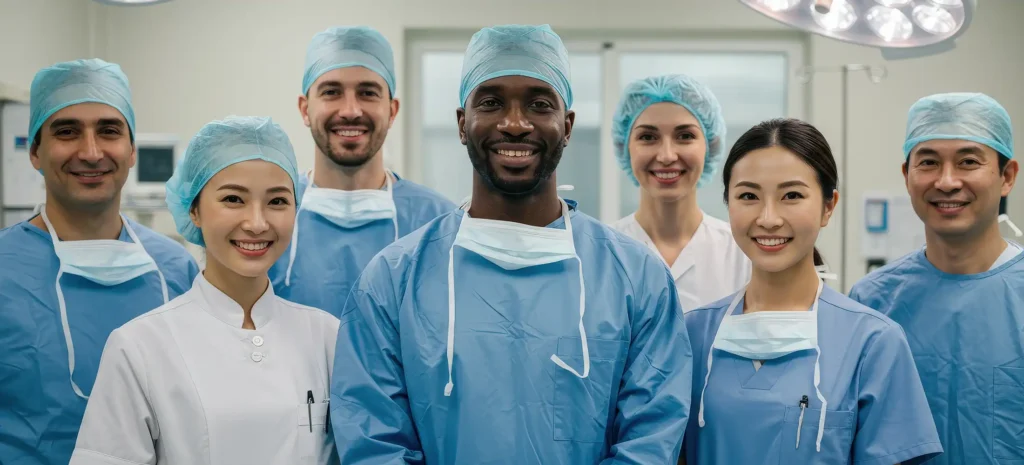 Smiling Medical Team in Operating Room